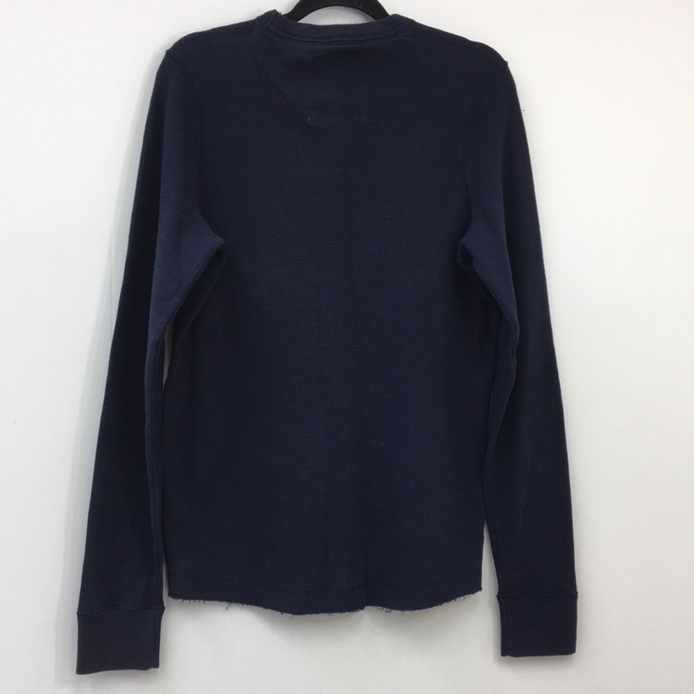 Hollister Mens Navy Blue Waffle Knit Long Sleeve Shirt Size XL EXCELLENT - Picture 5 of 8